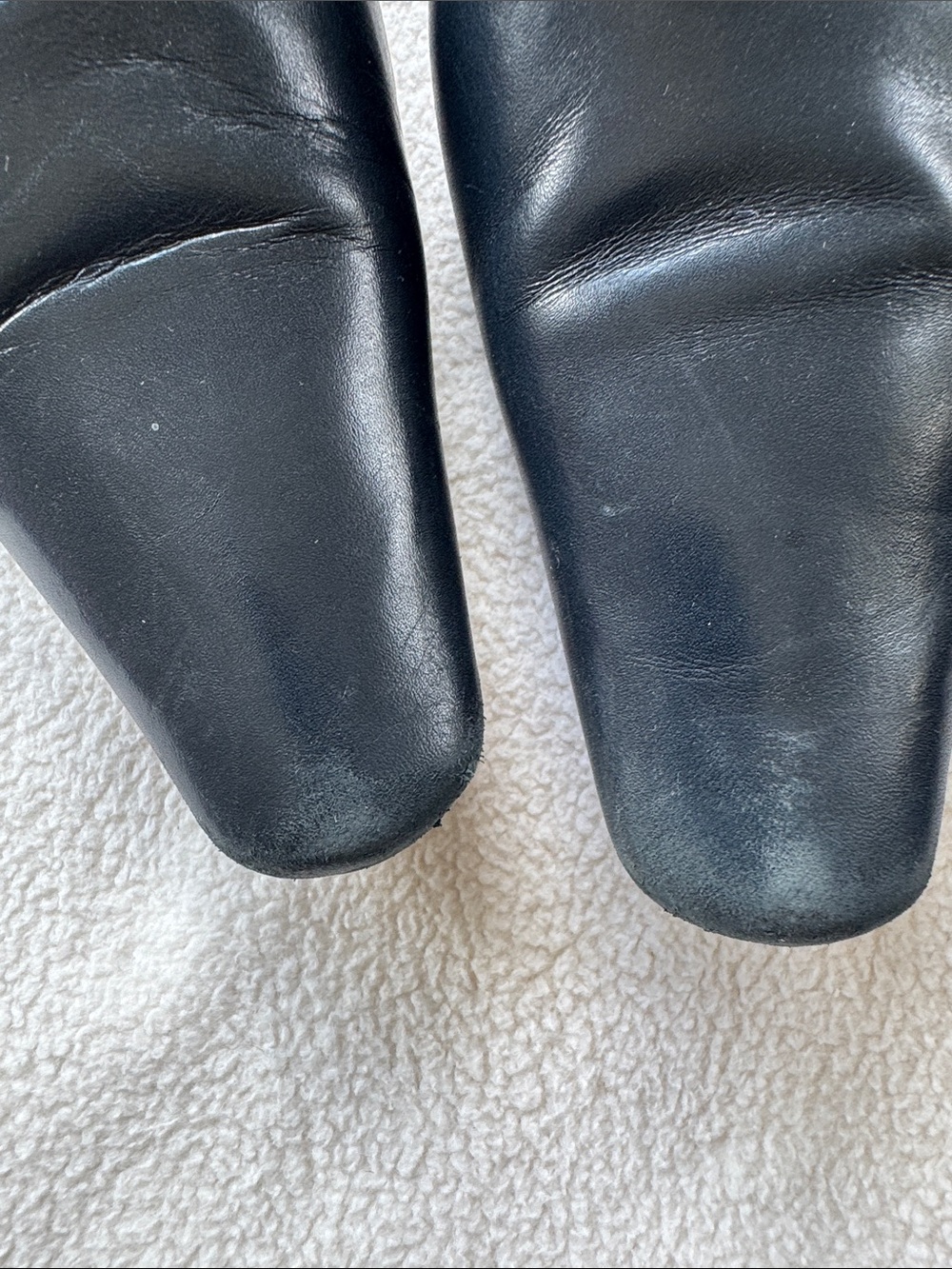 Jil Sander Navy Blue Leather Square-Toe Mid Heel Pumps - Picture 5 of 8